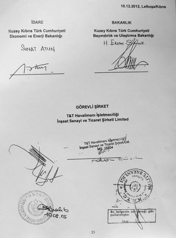 Ercan Havaalanı özelleştirilmesindeki imzacılar